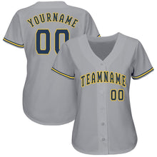 Загрузить изображение в средство просмотра галереи, Custom Gray Navy-Gold Baseball Jersey