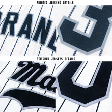 Charger l'image dans la galerie, Custom White Royal Pinstripe Navy-Gold Baseball Jersey