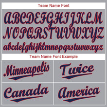 Загрузить изображение в средство просмотра галереи, Custom Gray Red-Navy Baseball Jersey