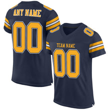 Загрузить изображение в средство просмотра галереи, Custom Navy Gold-White Mesh Authentic Football Jersey