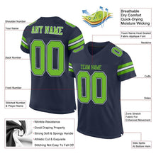Charger l'image dans la galerie, Custom Navy Neon Green-White Mesh Authentic Football Jersey
