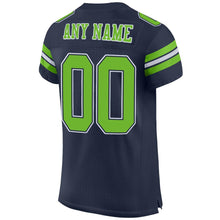 Charger l'image dans la galerie, Custom Navy Neon Green-White Mesh Authentic Football Jersey