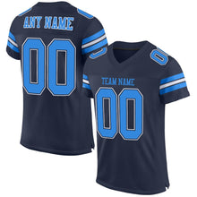Load image into Gallery viewer, Custom Navy Powder Blue-White Mesh Authentic Football Jersey