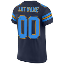 Load image into Gallery viewer, Custom Navy Powder Blue-Gold Mesh Authentic Football Jersey