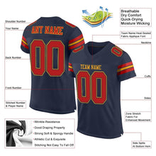 Laden Sie das Bild in den Galerie-Viewer, Custom Navy Scarlet-Gold Mesh Authentic Football Jersey