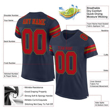 Загрузить изображение в средство просмотра галереи, Custom Navy Red-Old Gold Mesh Authentic Football Jersey
