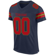 Загрузить изображение в средство просмотра галереи, Custom Navy Red-Old Gold Mesh Authentic Football Jersey
