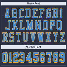 Load image into Gallery viewer, Custom Navy Powder Blue-Gold Mesh Authentic Football Jersey