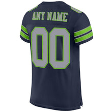 Laden Sie das Bild in den Galerie-Viewer, Custom Navy Light Gray-Neon Green Mesh Authentic Football Jersey