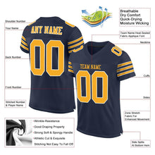 Laden Sie das Bild in den Galerie-Viewer, Custom Navy Gold-White Mesh Authentic Football Jersey
