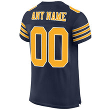 Laden Sie das Bild in den Galerie-Viewer, Custom Navy Gold-White Mesh Authentic Football Jersey