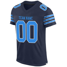 Load image into Gallery viewer, Custom Navy Powder Blue-White Mesh Authentic Football Jersey