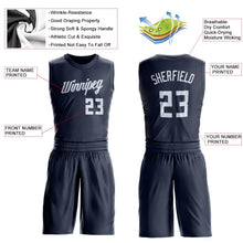 Charger l'image dans la galerie, Custom Navy White Round Neck Suit Basketball Jersey