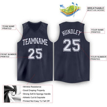 Charger l'image dans la galerie, Custom Navy White V-Neck Basketball Jersey