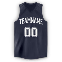 Charger l'image dans la galerie, Custom Navy White V-Neck Basketball Jersey