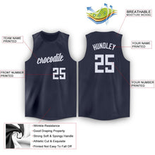 Charger l'image dans la galerie, Custom Navy White Round Neck Basketball Jersey