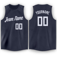 Charger l'image dans la galerie, Custom Navy White Round Neck Basketball Jersey