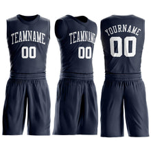 Charger l'image dans la galerie, Custom Navy White Round Neck Suit Basketball Jersey