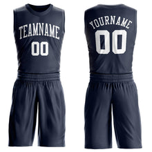 Charger l'image dans la galerie, Custom Navy White Round Neck Suit Basketball Jersey