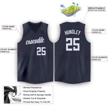 Charger l'image dans la galerie, Custom Navy White V-Neck Basketball Jersey