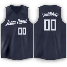 Charger l'image dans la galerie, Custom Navy White V-Neck Basketball Jersey