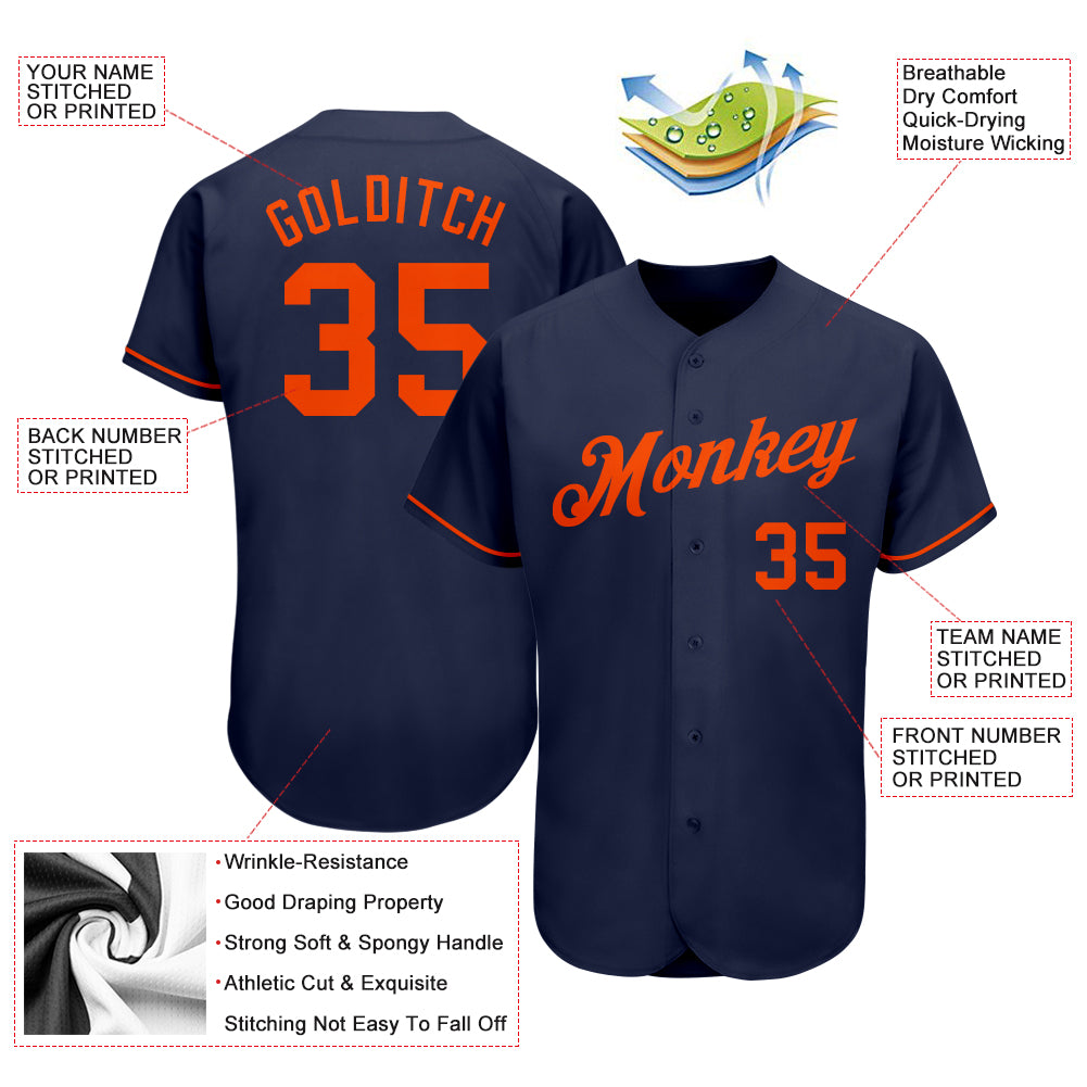 Sale Build Baseball Authentic Navy Jersey Orange – CustomJerseysPro