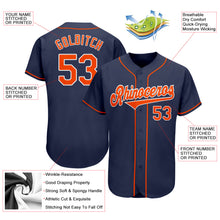 Laden Sie das Bild in den Galerie-Viewer, Custom Navy Orange-White Authentic Baseball Jersey