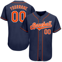 Laden Sie das Bild in den Galerie-Viewer, Custom Navy Orange-White Authentic Baseball Jersey