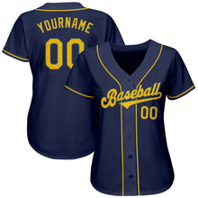 Загрузить изображение в средство просмотра галереи, Custom Navy Gold Authentic Baseball Jersey