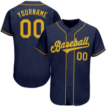 Загрузить изображение в средство просмотра галереи, Custom Navy Gold Authentic Baseball Jersey