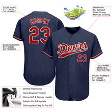 Load image into Gallery viewer, Custom Navy Red-White Authentic Baseball Jersey