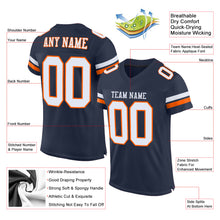 Загрузить изображение в средство просмотра галереи, Custom Navy White-Orange Mesh Authentic Football Jersey