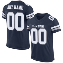 Load image into Gallery viewer, Custom Navy White-Light Gray Mesh Authentic Football Jersey