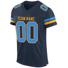 Load image into Gallery viewer, Custom Navy Powder Blue-Gold Mesh Authentic Football Jersey