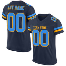 Load image into Gallery viewer, Custom Navy Powder Blue-Gold Mesh Authentic Football Jersey