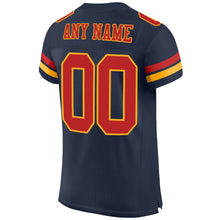 Load image into Gallery viewer, Custom Navy Scarlet-Gold Mesh Authentic Football Jersey