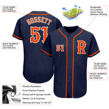 Load image into Gallery viewer, Custom Navy Orange-White Authentic Baseball Jersey