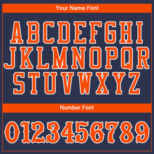 Load image into Gallery viewer, Custom Navy Orange-White Authentic Baseball Jersey