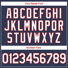 Загрузить изображение в средство просмотра галереи, Custom Navy White-Red Authentic Throwback Rib-Knit Baseball Jersey Shirt