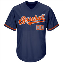 Загрузить изображение в средство просмотра галереи, Custom Navy Orange-White Authentic Throwback Rib-Knit Baseball Jersey Shirt