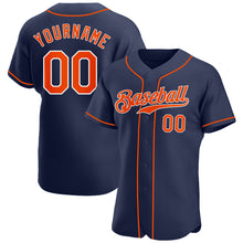 Load image into Gallery viewer, Custom Navy Orange-White Authentic Baseball Jersey