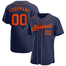 Laden Sie das Bild in den Galerie-Viewer, Custom Navy Orange Authentic Baseball Jersey