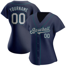 Load image into Gallery viewer, Custom Navy Gray-Teal Authentic Baseball Jersey