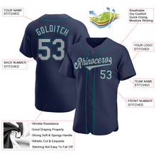 Load image into Gallery viewer, Custom Navy Gray-Teal Authentic Baseball Jersey