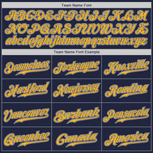 Load image into Gallery viewer, Custom Navy Gold-White Authentic Baseball Jersey