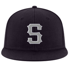 Загрузить изображение в средство просмотра галереи, Custom Navy Gray-White Stitched Adjustable Snapback Hat