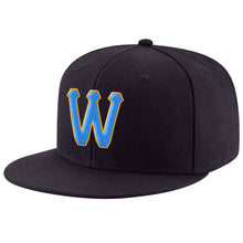 Загрузить изображение в средство просмотра галереи, Custom Navy Powder Blue-Gold Stitched Adjustable Snapback Hat
