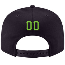 Laden Sie das Bild in den Galerie-Viewer, Custom Navy Neon Green-White Stitched Adjustable Snapback Hat
