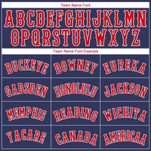 Загрузить изображение в средство просмотра галереи, Custom Navy Red-White Authentic Throwback Rib-Knit Baseball Jersey Shirt