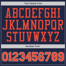 Загрузить изображение в средство просмотра галереи, Custom Navy Orange-Gray Authentic Throwback Rib-Knit Baseball Jersey Shirt